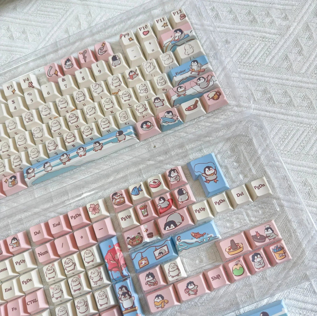 Raccoon/Penguin Keycap 148keys Cherry Side Printed Pbt  Sublimation Mechanical Keyboard Keycaps Customized Cute For Game Office