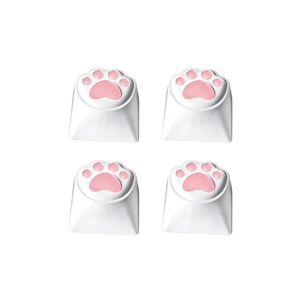 4Pcs Pink Color 3D Cute Cat Paw Keycaps For Mechanical Keyboard Cherry MX Switch DIY Custom Key Cap Soft Silicone Keycup Artisan