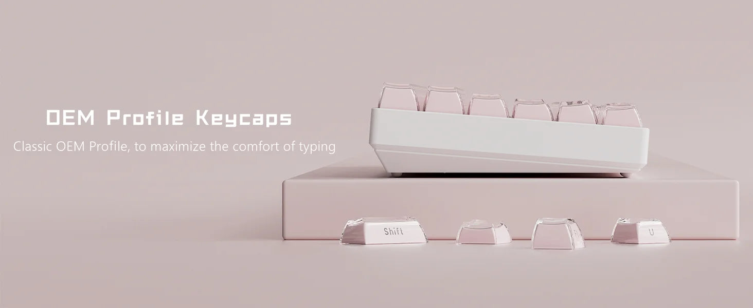 113 Key Jelly Round Side Keycaps Ice Crystal Translucent Pink OEM Profile Key cap for Cherry MX 61 68 104 Mechanical Keyboard