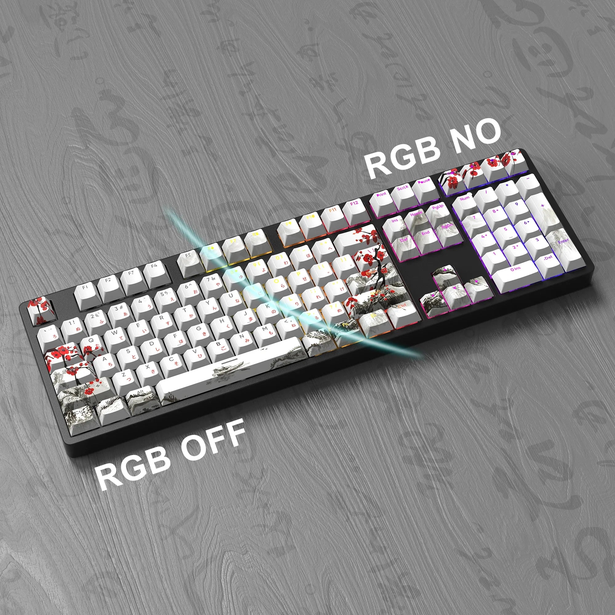 Plum blossom Double Shot Keycaps PBT Cherry Profile Backlit Keycap For GMK67/68/75/87/980/104 Mechanical Gaming Keyboard Caps