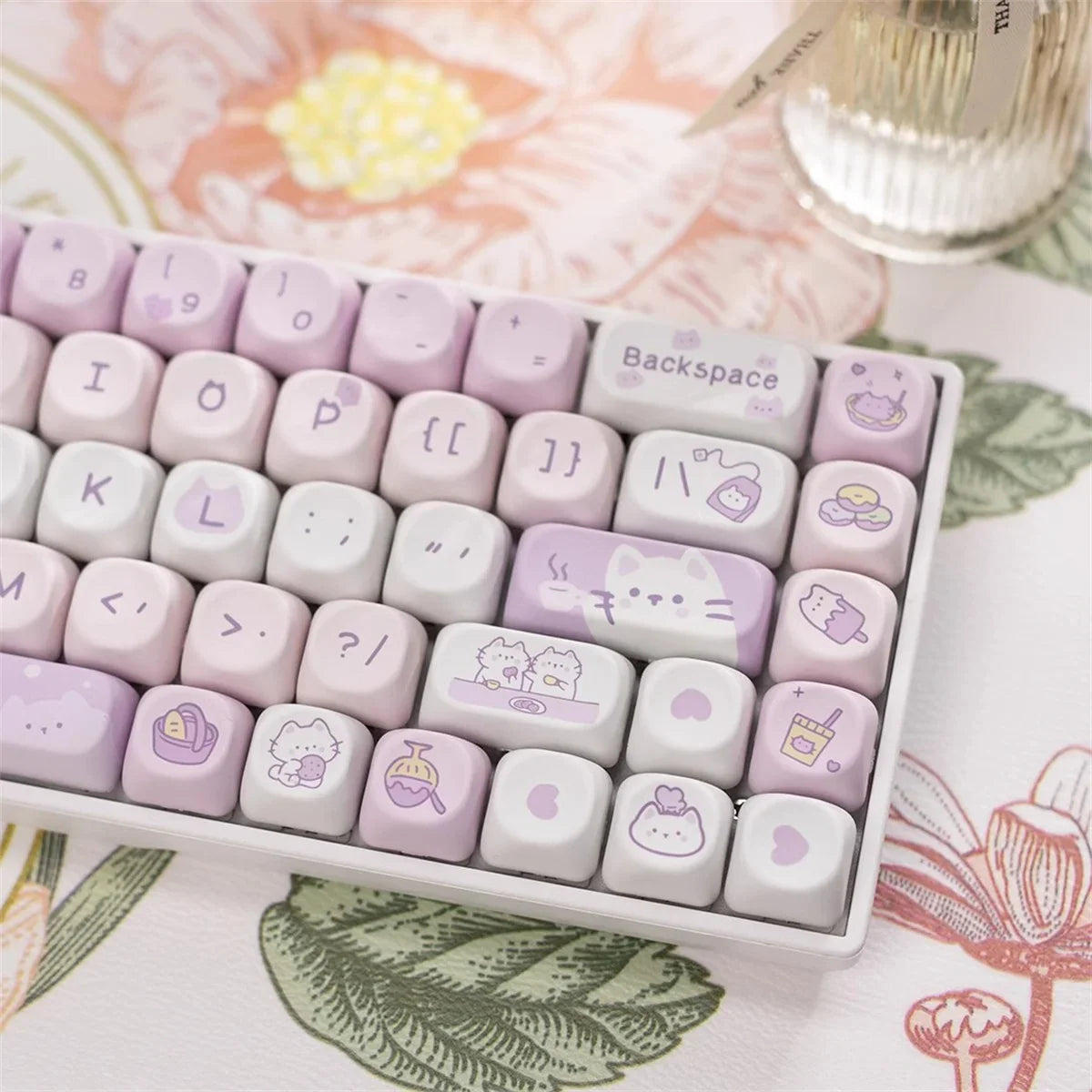 95Keys MOA Profile Keycaps Cartoon Dog Cat Theme PBT Key Caps for GMK67 GMK87 61/64/68/84/75/87 Keys Gaming Mechanical Keyboard
