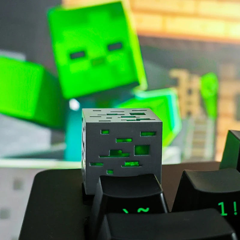 Block World Translucent Ore Keycap Game 3D Resin MX Switch Hand Polished Coloring ESC Keycap for Mechanical Keyboard Accessories