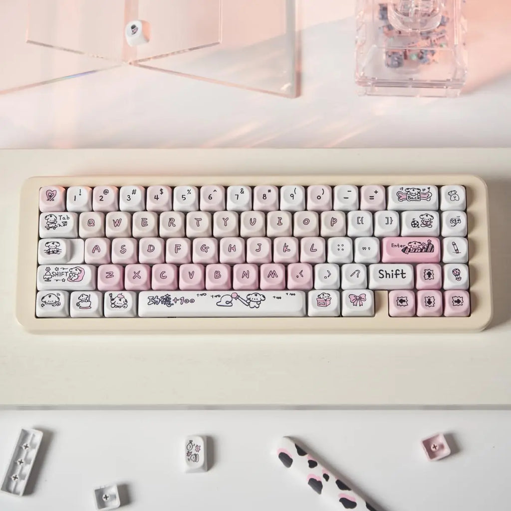 Cats and Puppies Keycaps MOA Profile Thermal Sublimation PBT Keycaps Personalized Cute Keycap For 64/104/108 Mechanical keyboard