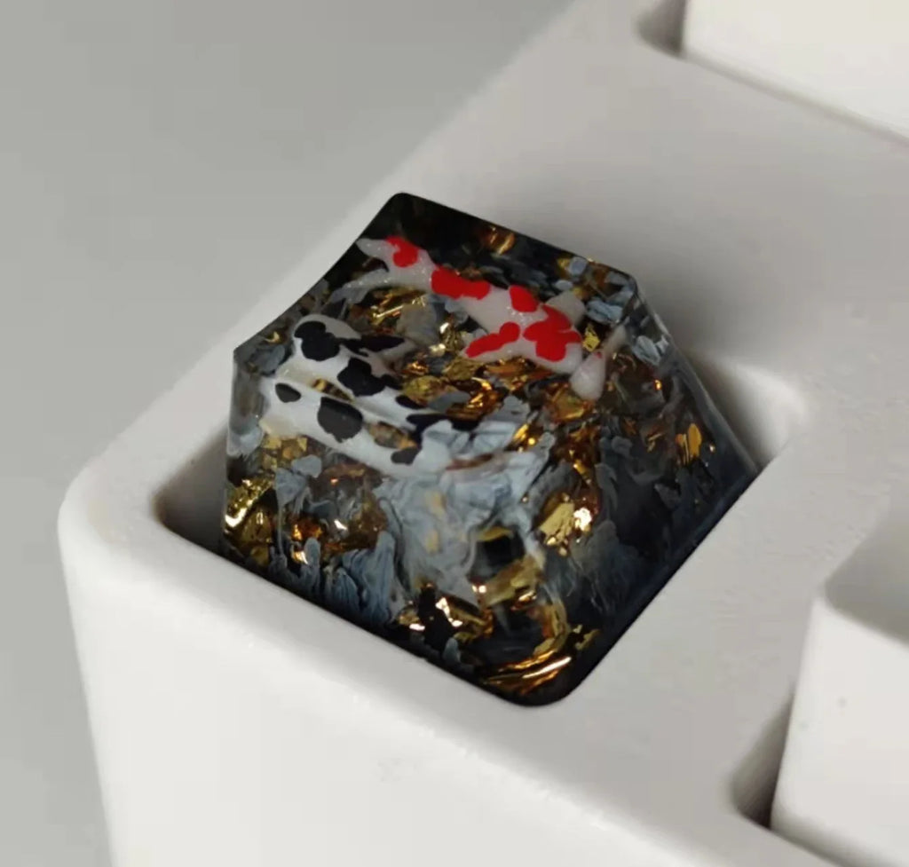 Handmade Keycaps Custom Scenery Koi 1U Resin Keycaps For Cherry Mx Switch Gamer Mechanical Backlit Keyboard Replace RGB Keycaps
