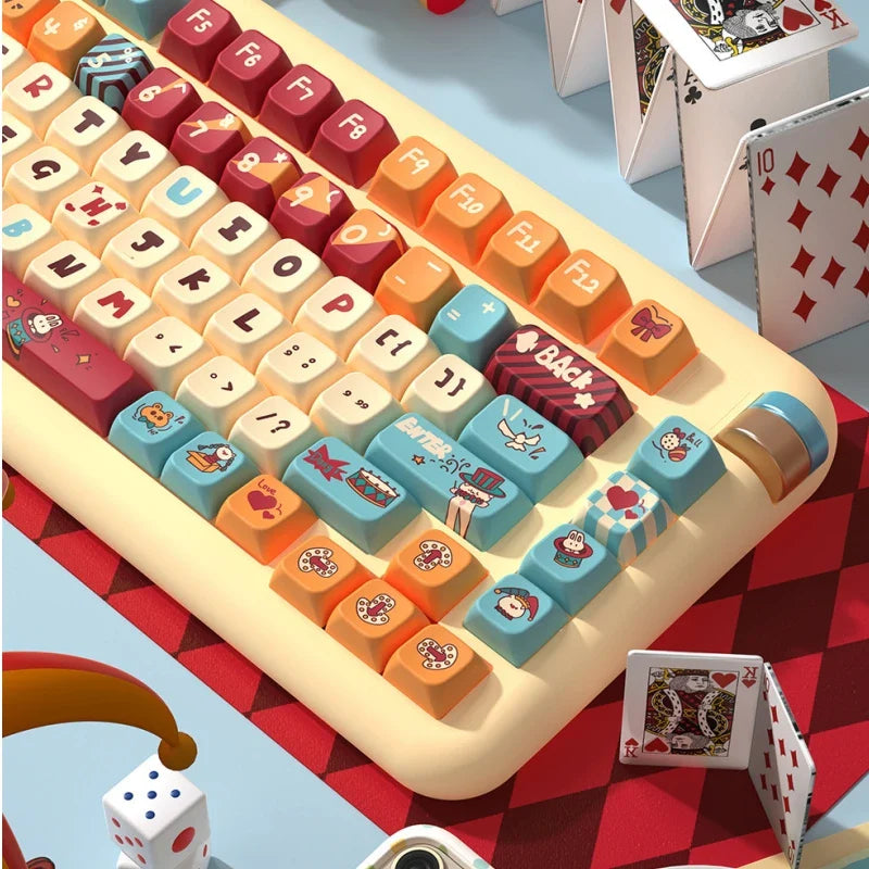 Cat Circus Theme Keypad 138/158key Mda Cherry Profile Pbt Hot Sublimation Mechanical Keyboard Animation Peripheral Game Keycap