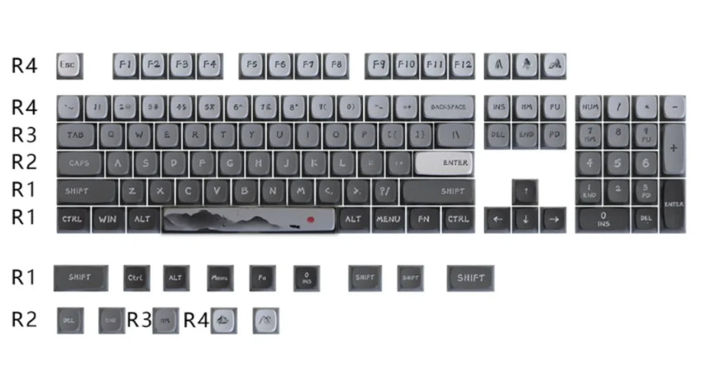 PIIFOX Shanshui Transparent Keycaps XDA Profile PBT Double Thermal Sublimation 117 Keys  Design Color-block Parts Customized DIY