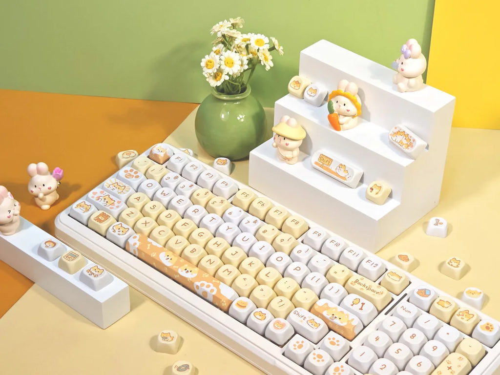 95 Keys/Set Key Caps Cartoon Puppy Cat Kitty MOA Profile PBT for DIY Custom Mechanical Gaming Keyboard Keycap Dye Sublimation