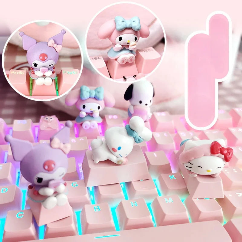 Single Keycap for Cross Axis Mechanical Keyboard Special Keycap Cute KT Kuromi Melody Pink Additional Keycap