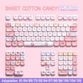 Sweet Cotton Candy Themed Keycaps 112/120key Mca Profile Pbt Thermal Sublimation Mechanical Keyboard Cartoon Pink Anime Keycaps