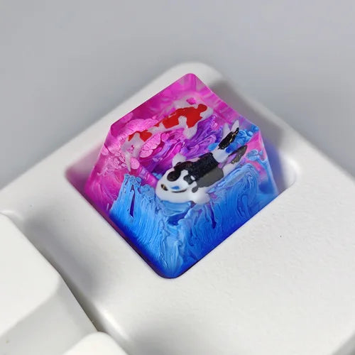 Handmade Keycaps Custom Scenery Koi 1U Resin Keycaps For Cherry Mx Switch Gamer Mechanical Backlit Keyboard Replace RGB Keycaps