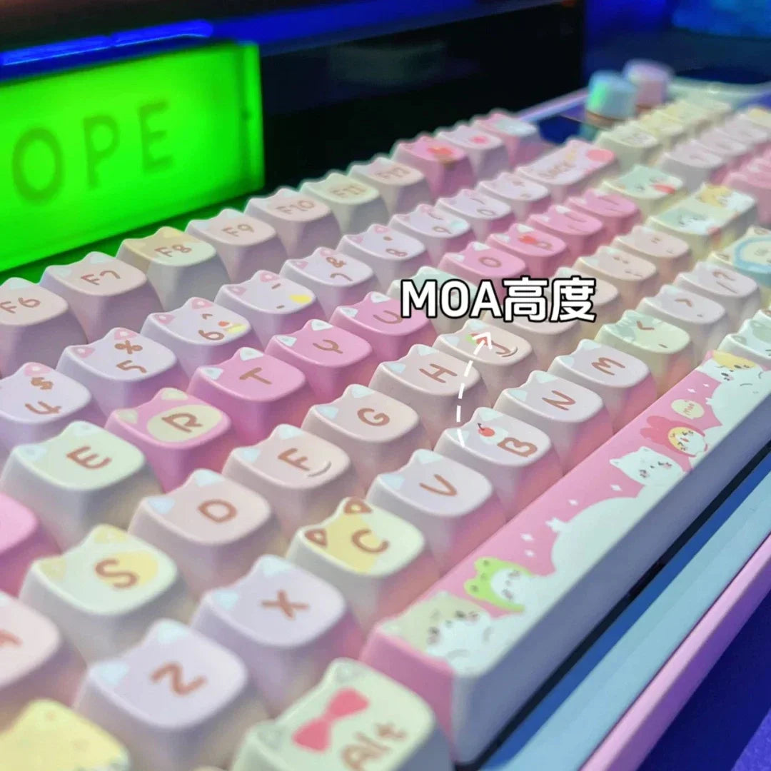 142 Keys Customized Gift Cute Cat keycaps New MAO Keycaps Square Thermal Sublimation Mechanical Keyboard 2.25 U 2.75U for Alice