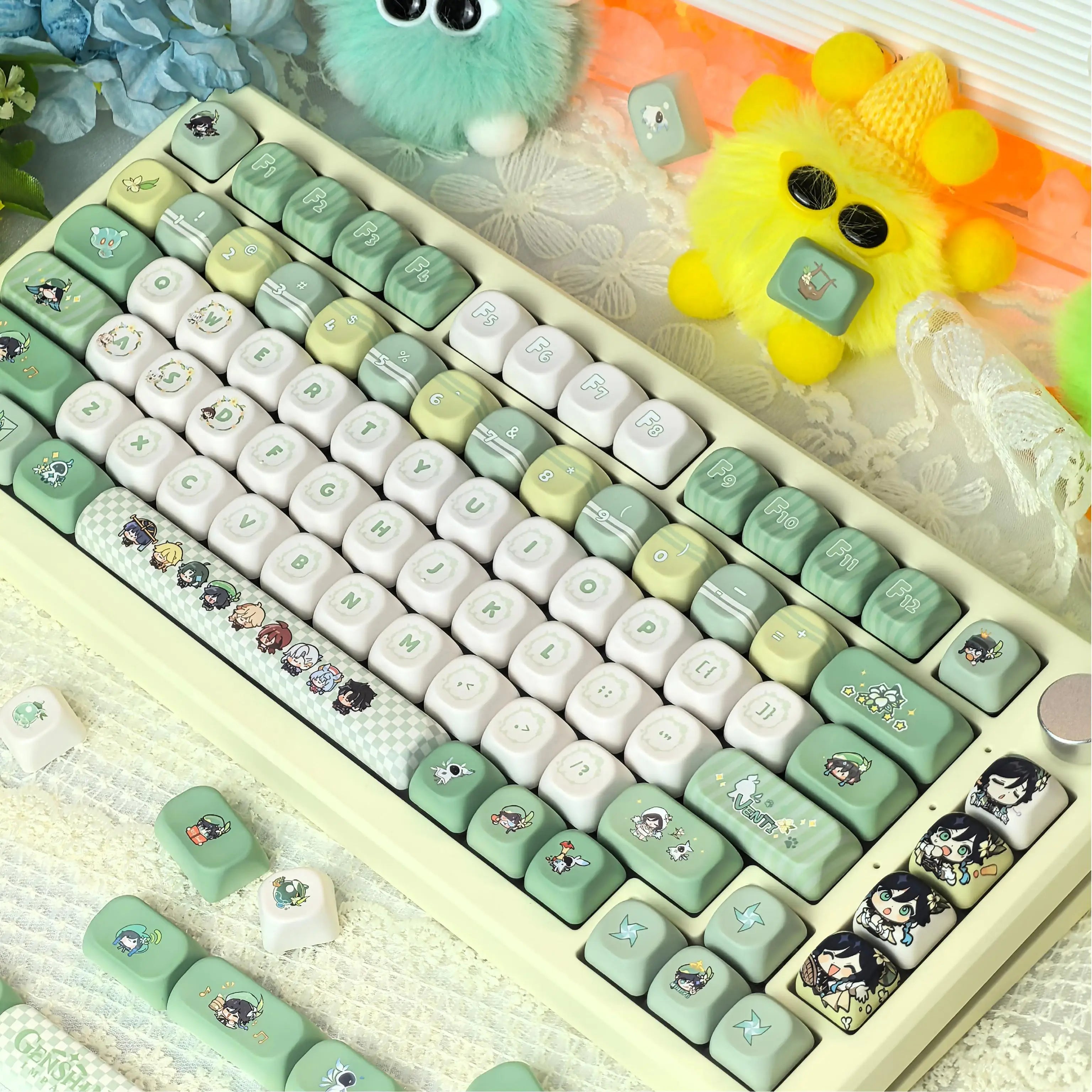 Genshin Impact Theme Xiao Keycaps MOA Profile PBT Sublimation Mechanical Keyboard Caps Cartoon Character Gamer XIAO Keycap