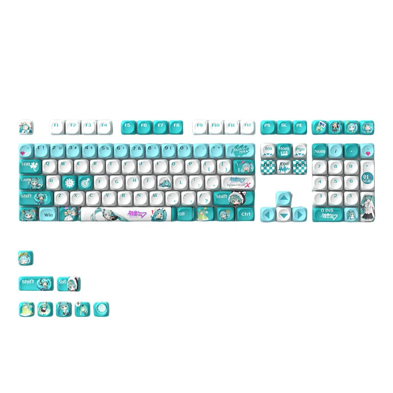 120key Miku Anime Theme Keycap MOA Hight PBT Heat Sublimation Personality Creative Customization Mechanical keyboard Keycap