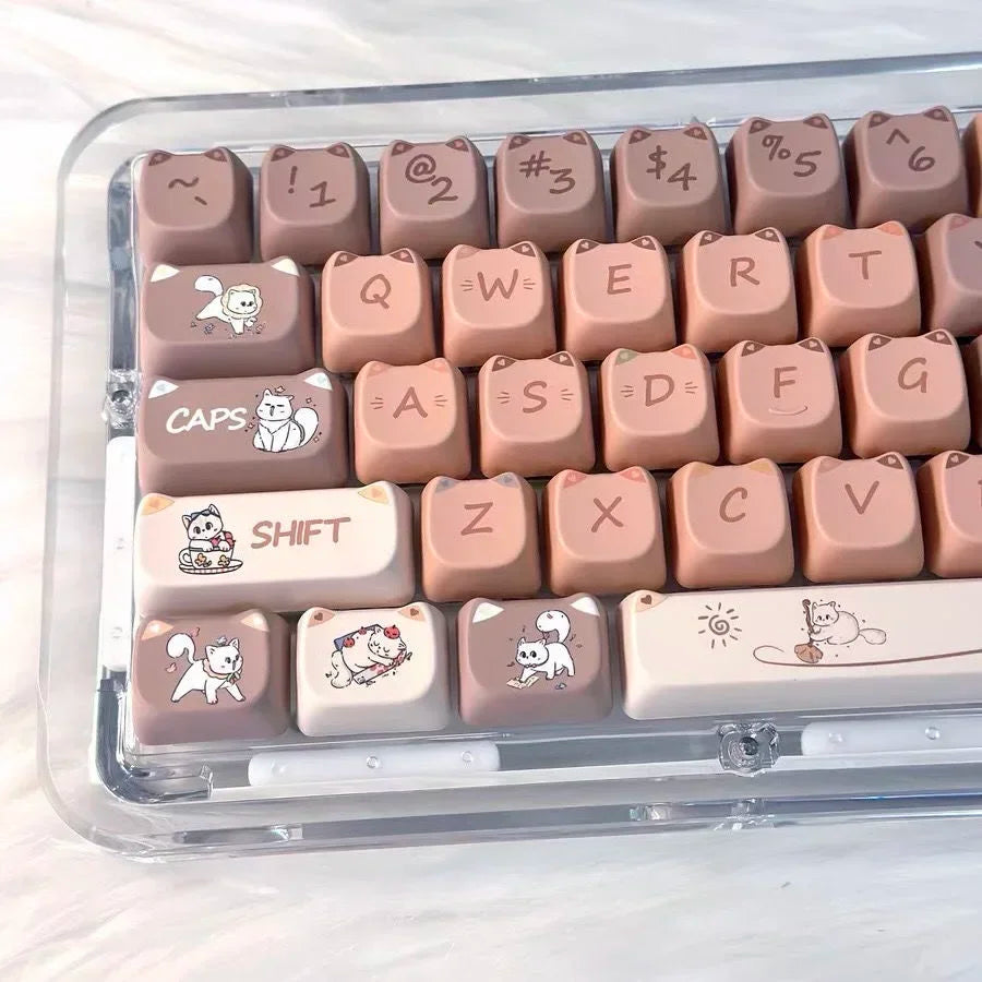 142 Keys Customized Gift Cute Cat keycaps New MAO Keycaps Square Thermal Sublimation Mechanical Keyboard 2.25 U 2.75U for Alice