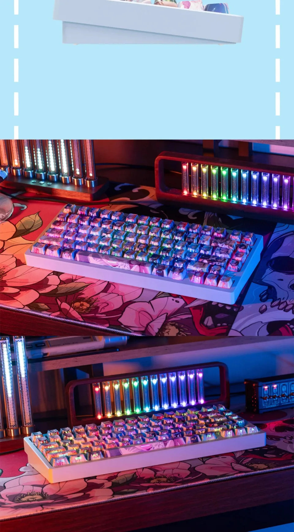 Anime Girls Smile Album Theme Keycap Set 130 Keys Cherry Profile PBT Dye-sublimation MX Switch Keycaps for Mechanical Keyboards