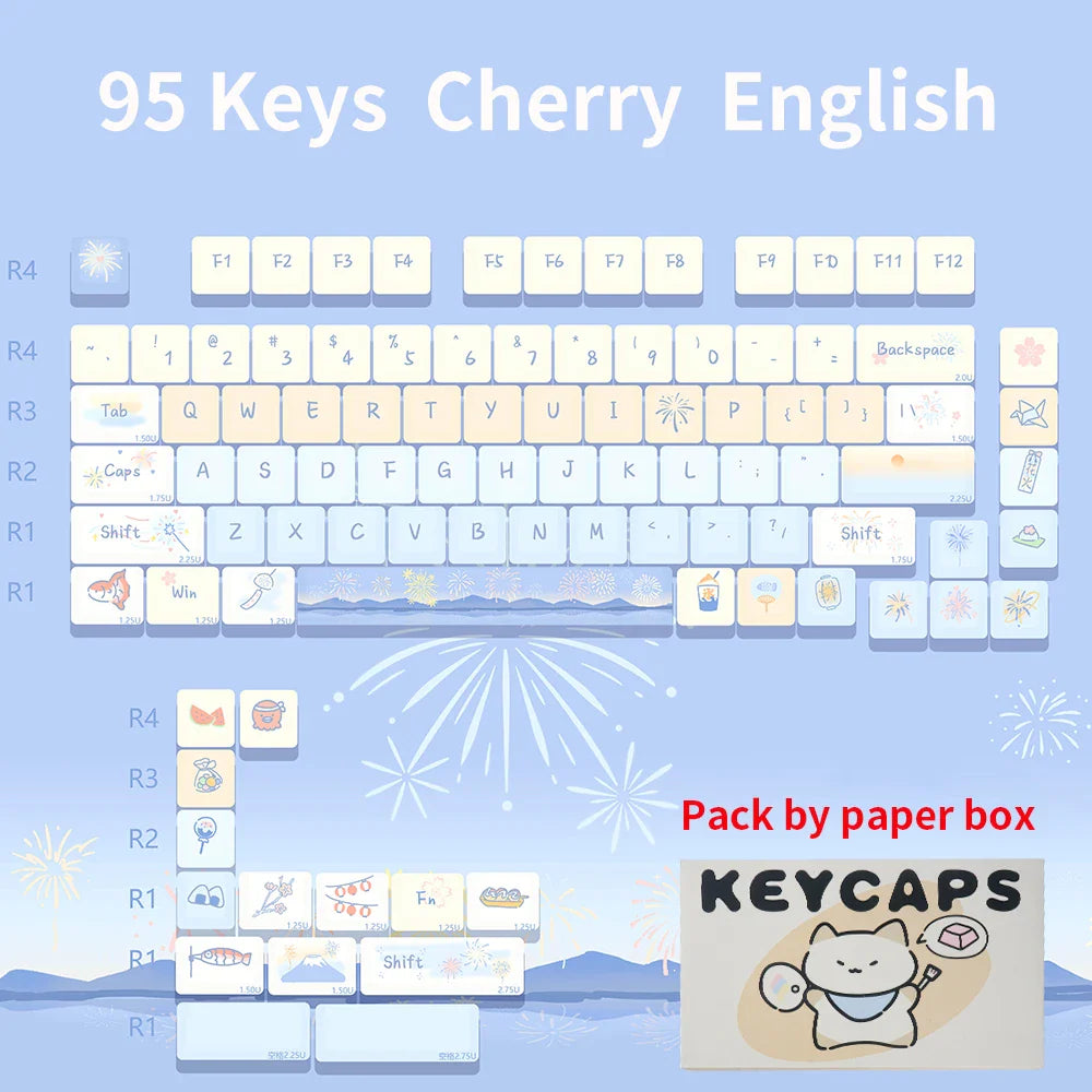 95 Keys Cherry Profile PBT Keycaps Love Letter Theme Key Caps for Gaming Mechanical Keyboard 61/64/68/75/84Keys GMK67 AULA F75