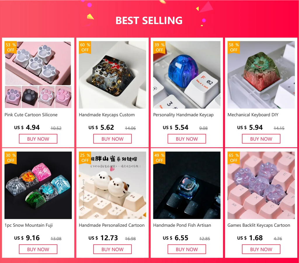 Cute pink PBT Keycaps Anime Kawaii Keycaps For Mechanical Keyboard Caps Gaming Decoration Accessories 1pc Artisan Diy Keys Cap