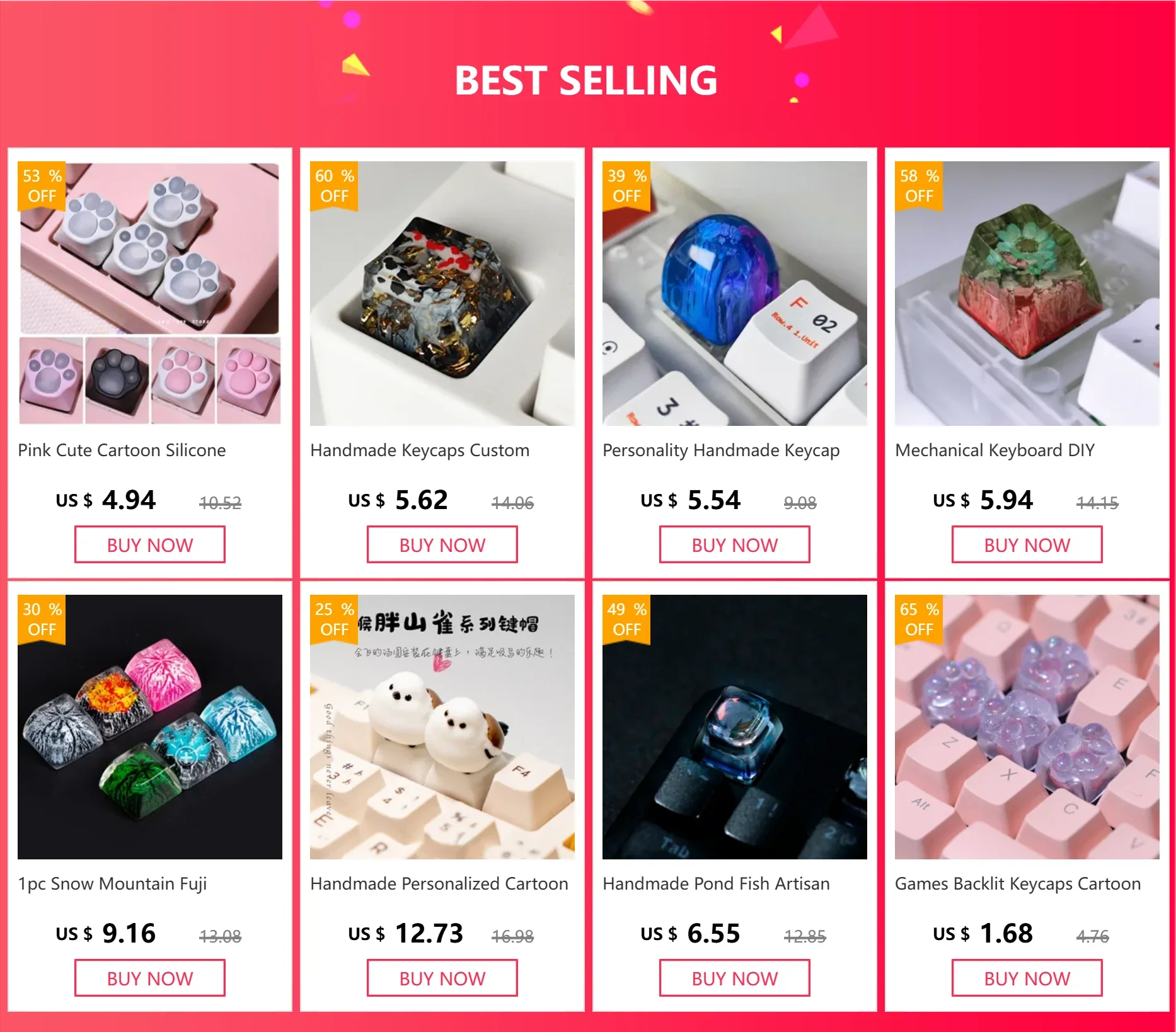 Cute pink PBT Keycaps Anime Kawaii Keycaps For Mechanical Keyboard Caps Gaming Decoration Accessories 1pc Artisan Diy Keys Cap