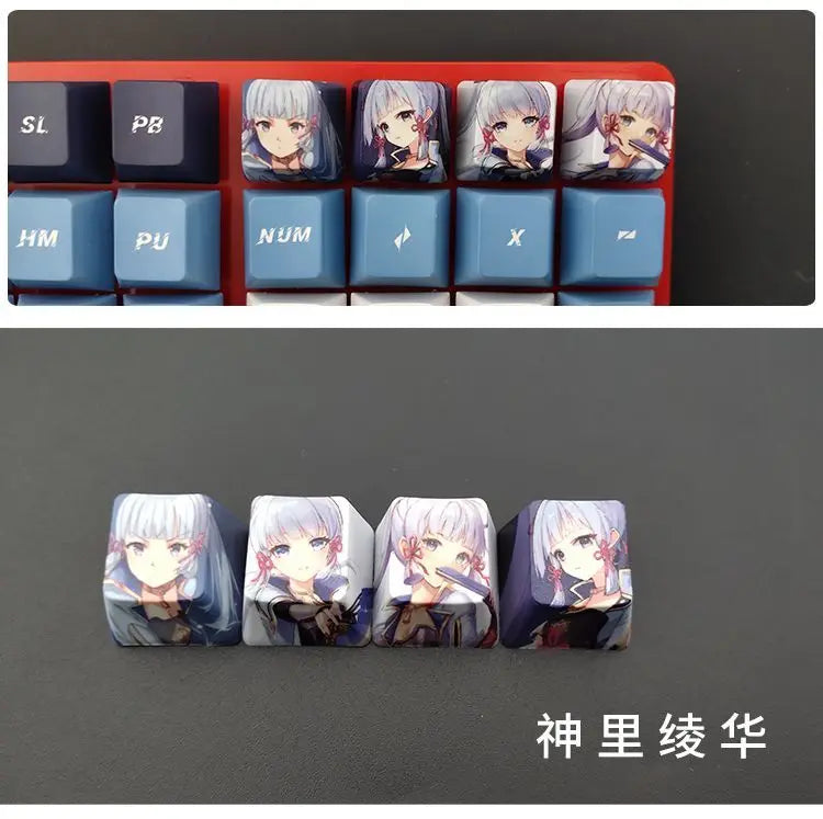 Cartoon Anime Genshin Impact Keycap zhongli Mechanical keyboard replacement key R4 PBT thermal sublimation Cherry OEM height