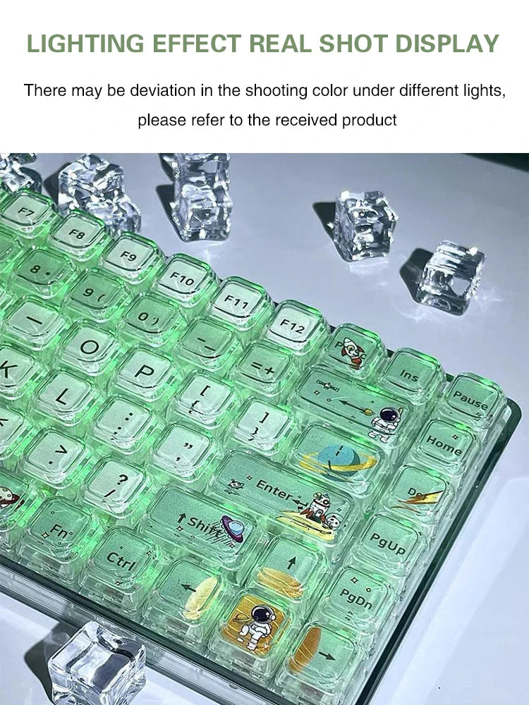 84 Key Astronaut Cartoon XDA Hight Keycap,Mechanical Keyboard Key Cap,Personality Cross Shaft Universal Transparent Key Cap