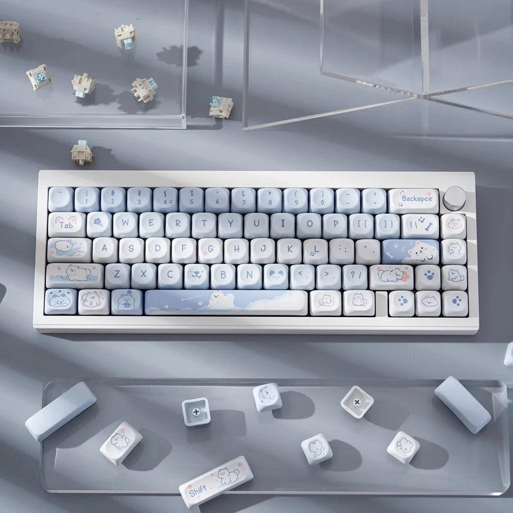 95Keys MOA Profile Keycaps Cartoon Dog Cat Theme PBT Key Caps for GMK67 GMK87 61/64/68/84/75/87 Keys Gaming Mechanical Keyboard