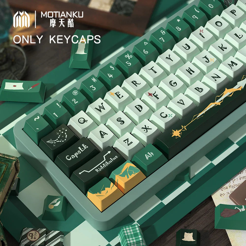 SLYTHERIN Theme Keycaps Cherry/MDA Profile Personalized Cartoon Keycap For Mechanical Keyboard with 7U and ISO key cap