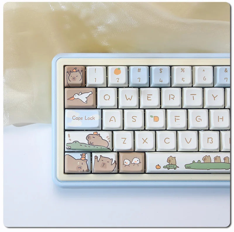 Mda High Capybara Mechanical Keyboard Keycap Custom Thermal Sublimation Pbt Cute Milk Blue Home Goodies Birthday Gift Boy Girl