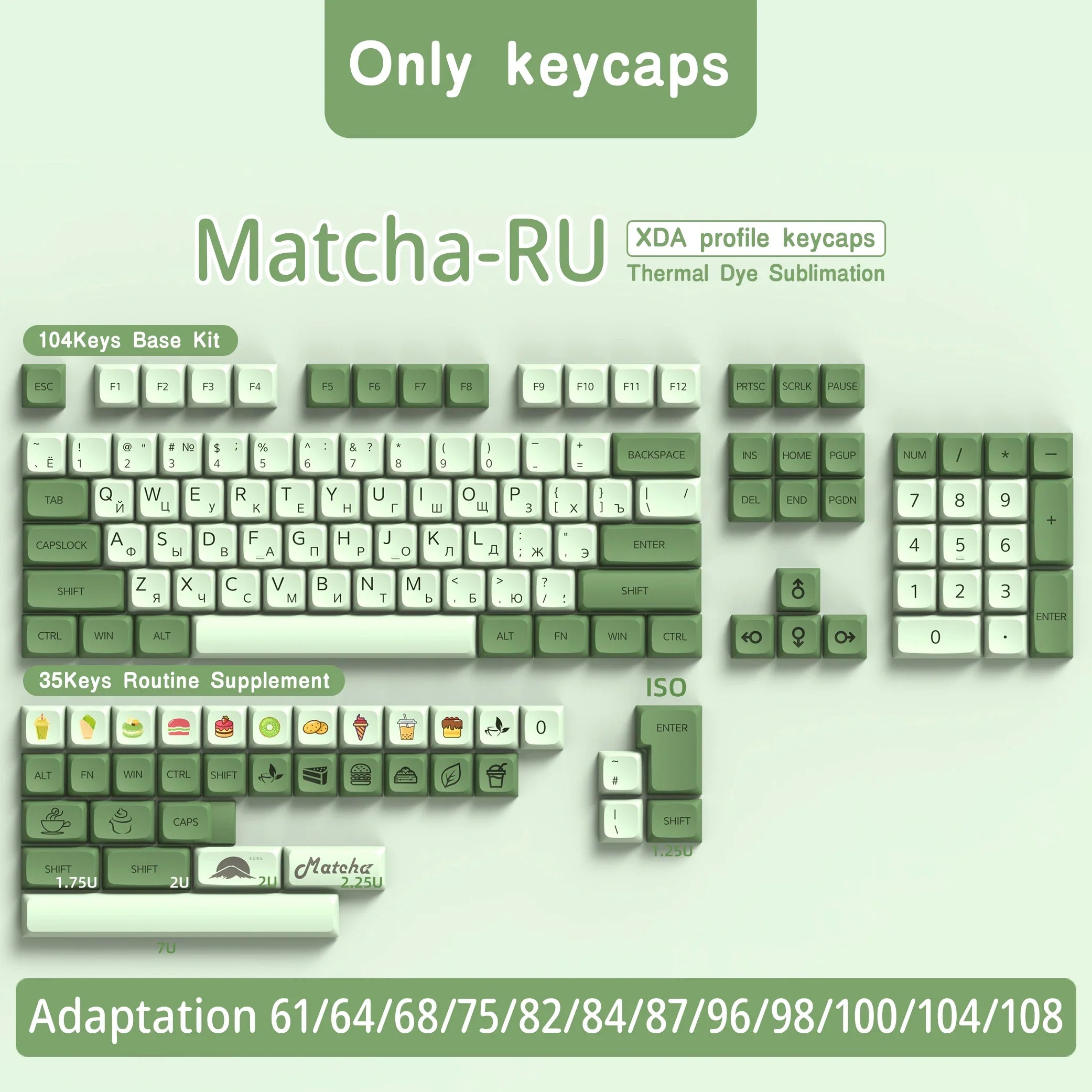 XDA Profile PBT keycaps Spanish Korean French German Portuguese Russian Japanese keycap For Cherry MX Mechanical Keyboard
