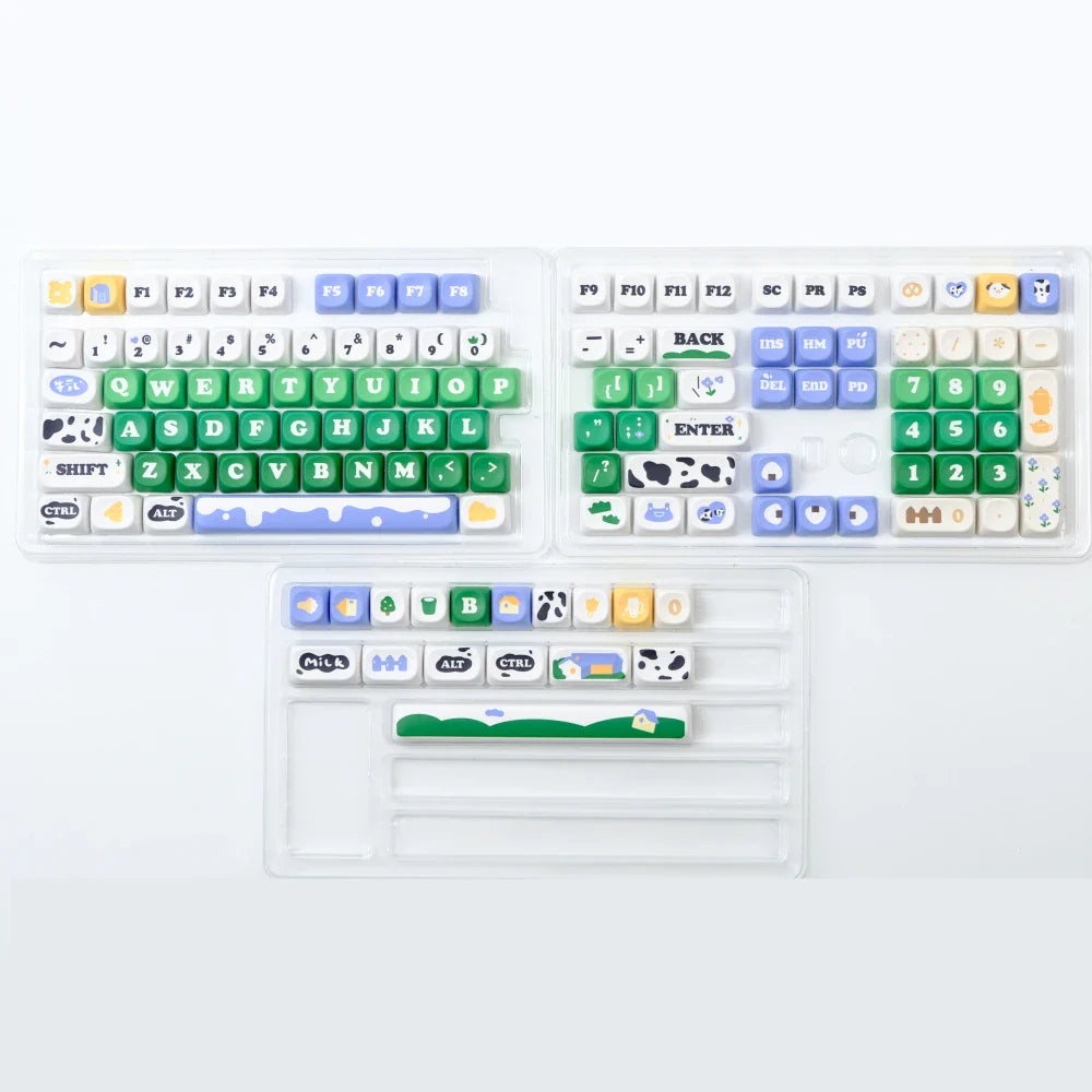 MOA Key Caps 129 Key Cow Pasture PBT Keycap MOA Profile Dye Sublimation Keycap For Gaming Mechanical Keyboard Keycap MX Switch