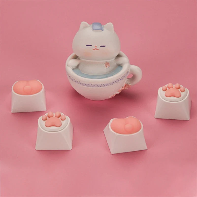 3D Soft Keycap Soft Silicone Cat Paw Shape for MX Structure Mechanical Keyboards