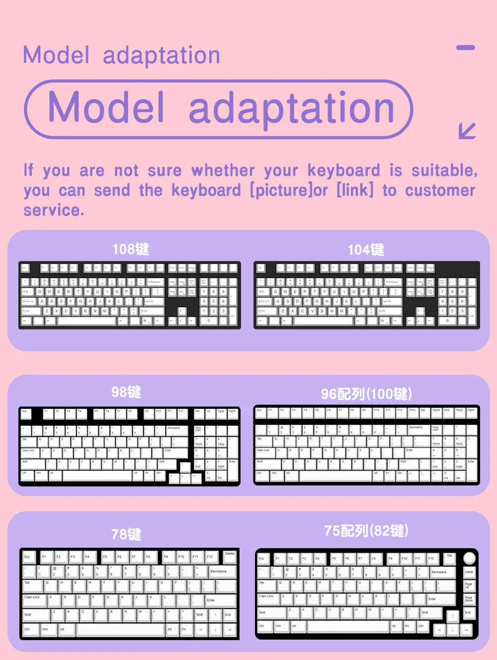 Sweet Cotton Candy Themed Keycaps 112/120key Mca Profile Pbt Thermal Sublimation Mechanical Keyboard Cartoon Pink Anime Keycaps