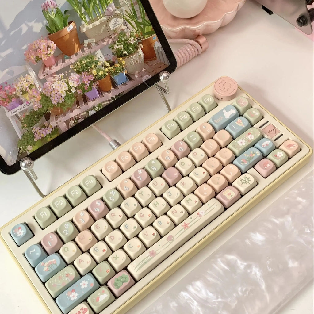 MOA Keycaps Cute Alice Keycaps Cute Keycaps 141 Keys PBT Sublimation Mechanical Keyboard Cap 2.25 U 2.75U