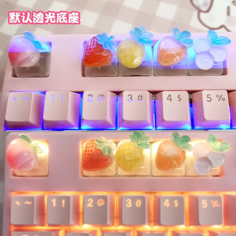 Diy Fruit Transparent Keycap for Cherry Axis Mechanical Keyboard Special Pink Strawberry Peach ESC Supplement OEM R4 Keycap