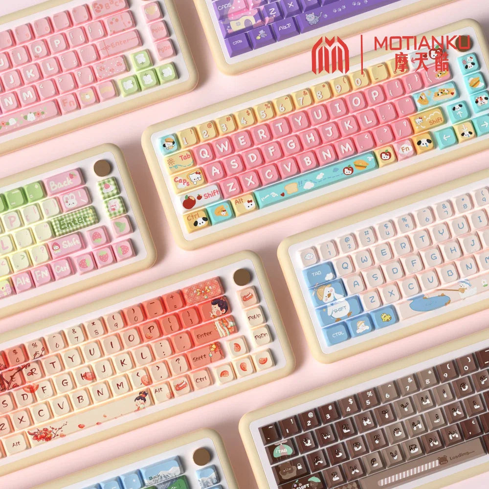 Original Theme Keycaps MDA Profile cute Anime PBT Keycap custom For Mechanical Keyboard with iso layout and 7U space bar