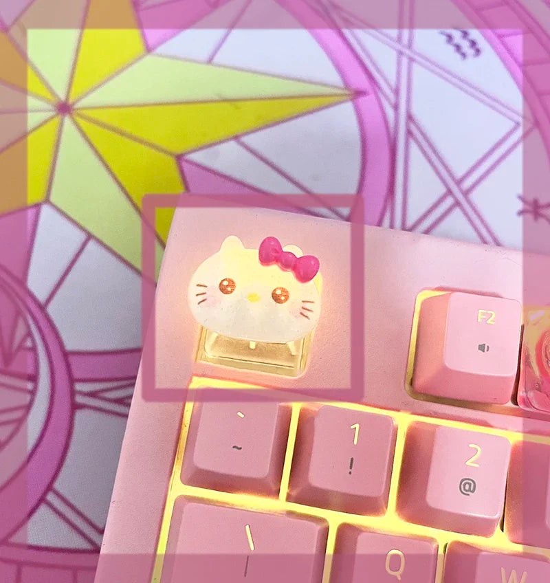 Sanrio New HelloKitty Cartoon Kuromi My Melody CinnamorollChoiceNonopaque Game Cherry Axis Keycaps, Mechanical Keyboard Keycaps