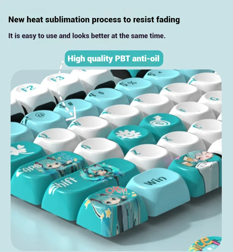 120key Miku Anime Theme Keycap MOA Hight PBT Heat Sublimation Personality Creative Customization Mechanical keyboard Keycap