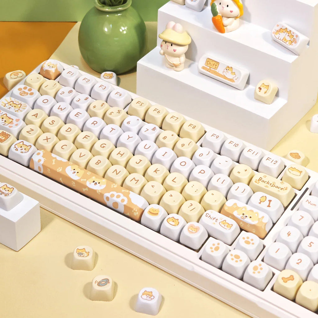95Keys MOA Profile Keycaps Cartoon Dog Cat Theme PBT Key Caps for GMK67 GMK87 61/64/68/84/75/87 Keys Gaming Mechanical Keyboard