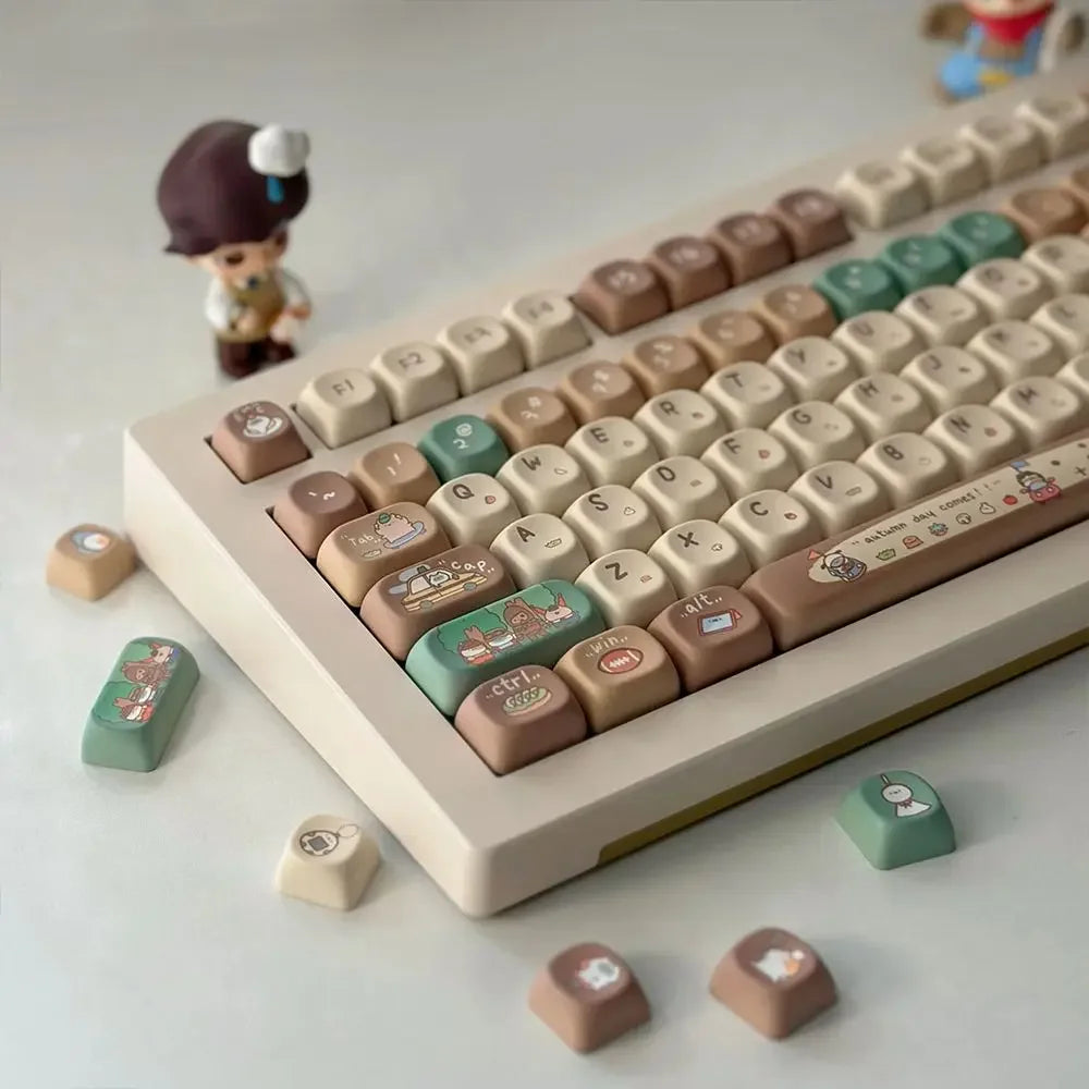 Cute Keycap Cocoa Bean Milk PBT Five-Sided Sublimation XOA Personalized Ball Cap DIY Mechanical Keyboard Keycaps Keycap Set